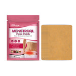 Menstrual pain patch packaging with patches on a white background