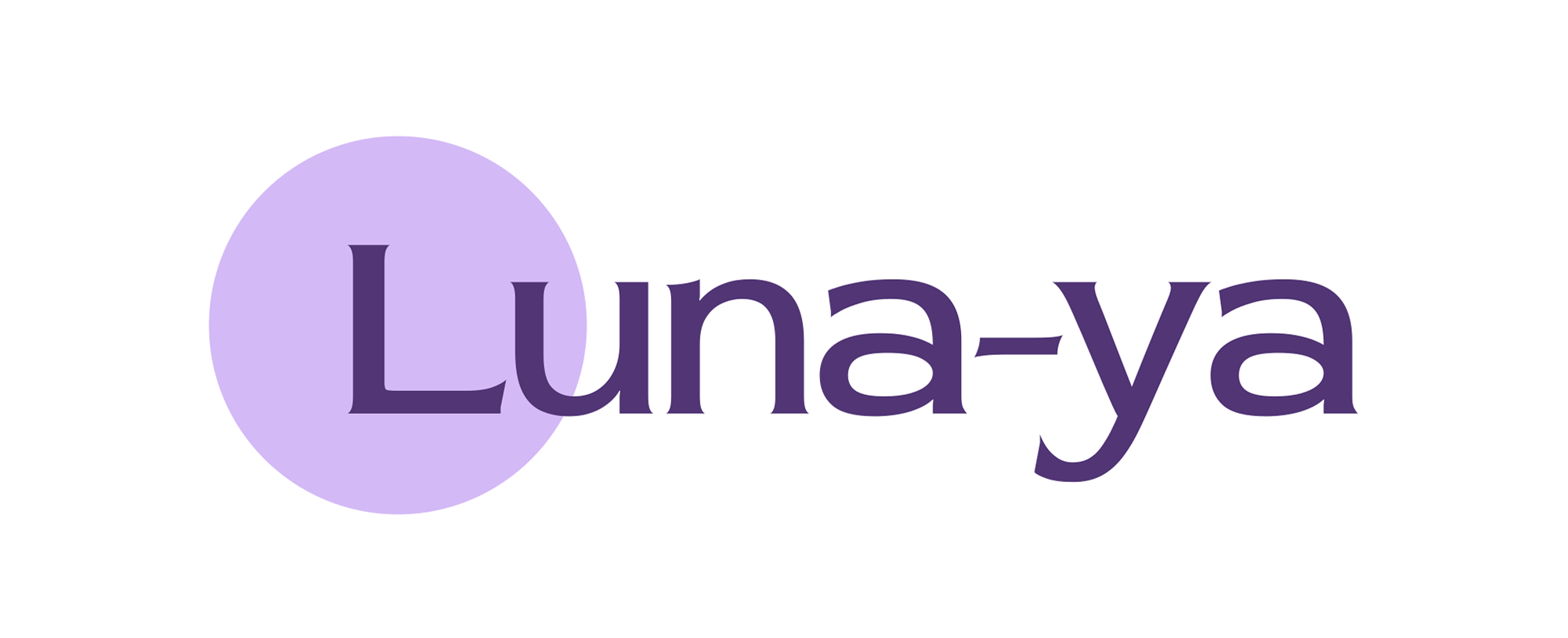 Luna-ya logo with a purple circle on a white background